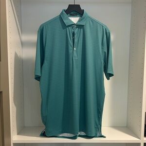 Men's Teal Short-Sleeve Polo - Lightweight Performance Shark tooth print
